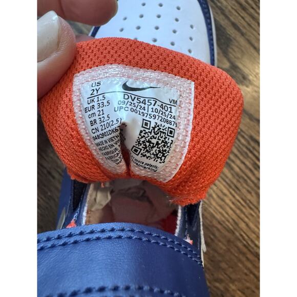 Nike Kids Court Borough Low Craft Navy Orange White Sz 2 NEW Missing 1 Insole - Picture 5 of 14